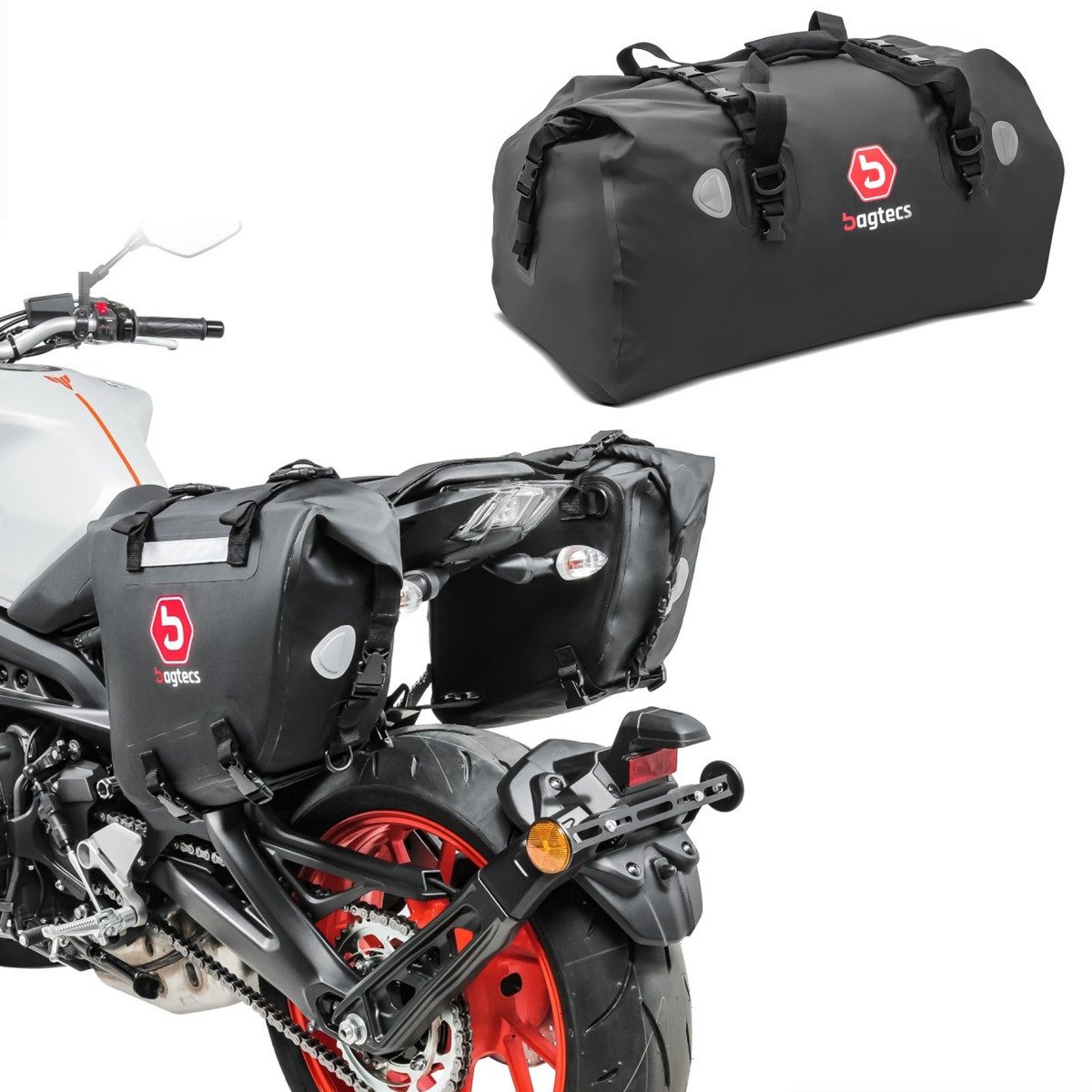Bagtecs Reisetasche Satteltaschen Set für Honda NX 650 Dominator WF80 Hecktasche