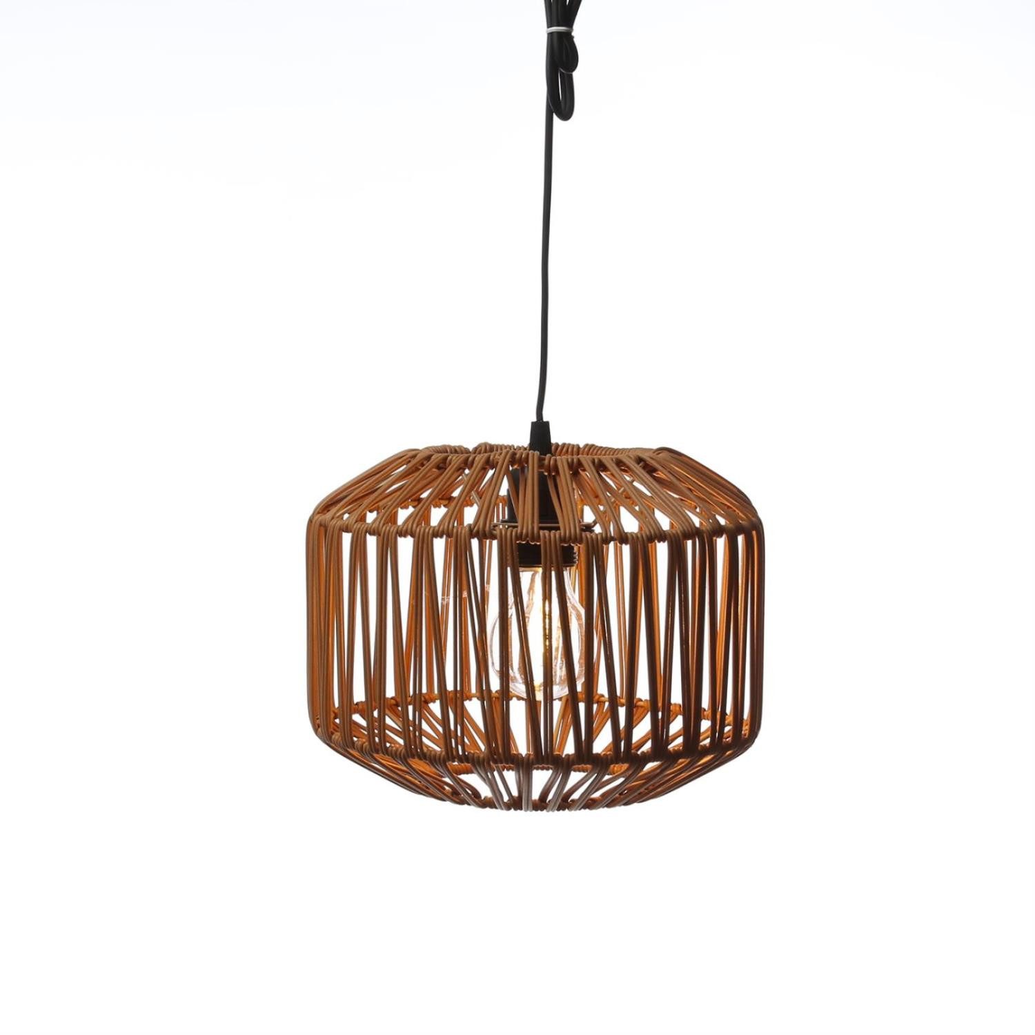 MARELIDA Hängeleuchte LED Lampenschirm aus Kunststoffseil für Terrasse Balkon 24,5cm Timer, LED Classic, warmweiß (2100K bis 3000K)