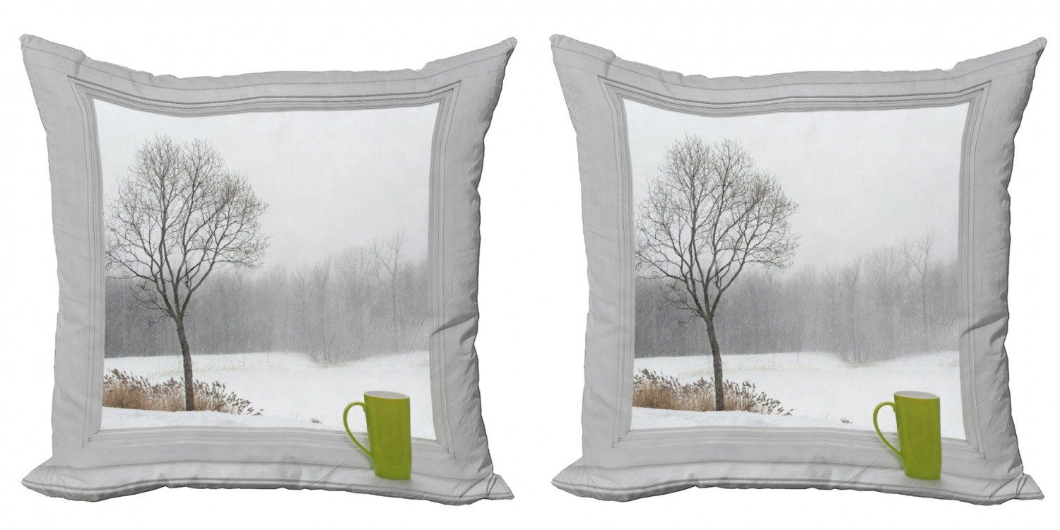 (2 Winter Doppelseitiger Digitaldruck, Stück), Abakuhaus Modern und Teacup Grüne Accent Fenster Kissenbezüge