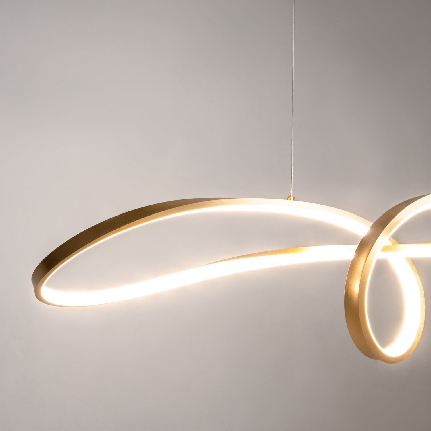 Licht-Erlebnisse Pendelleuchte HALOA, LED fest integriert, Neutralweiß, LED Aluminium H: max. 175 cm in Gold Weiß 4000 K neutralweiß 2800 lm