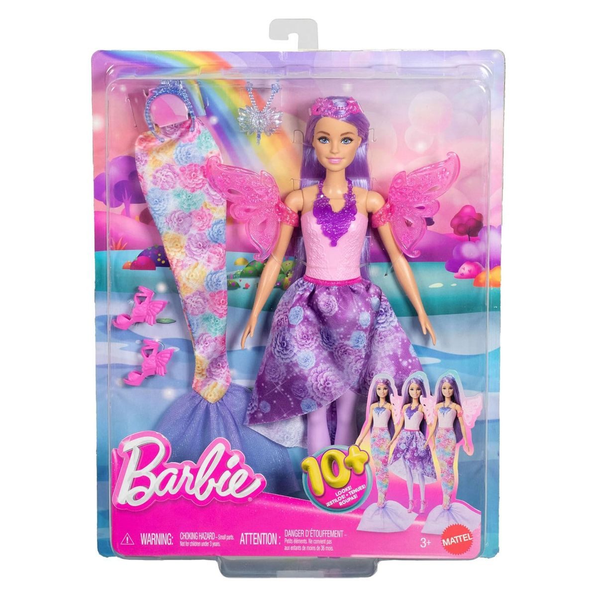 Mattel® Stehpuppe Mattel JCP74-Barbie - 3-in-1 Puppen-Set: Meerjungfrau-,Feen-&Prinzesin