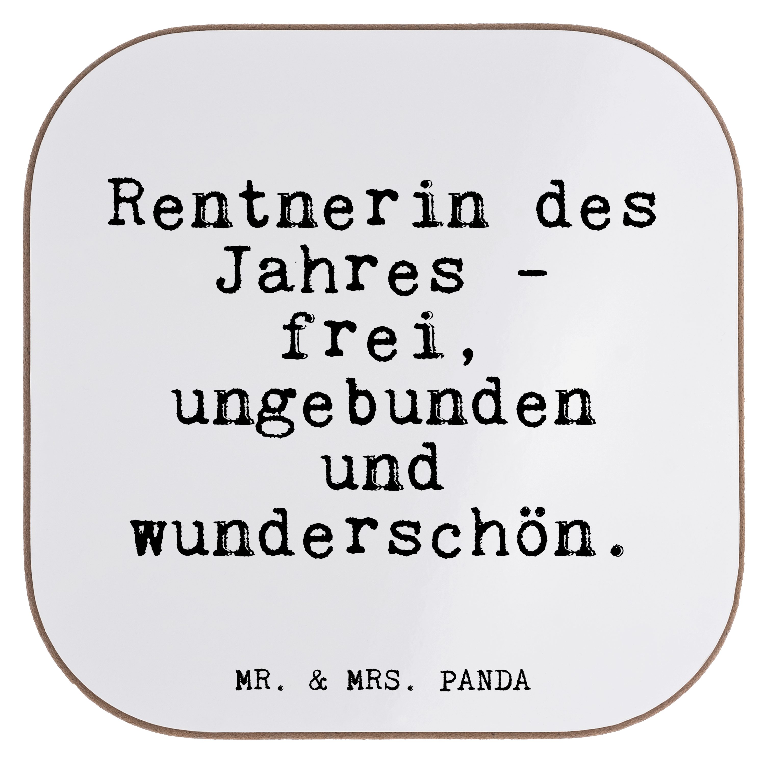 Mr. & Mrs. Panda Getränkeuntersetzer »Rentnerin des Jahres Weiß