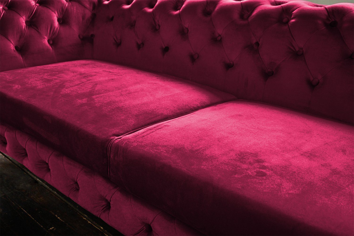 Sofa versch. 3-Sitzer KAWOLA Velvet Farben Chesterfield NARLA, rot