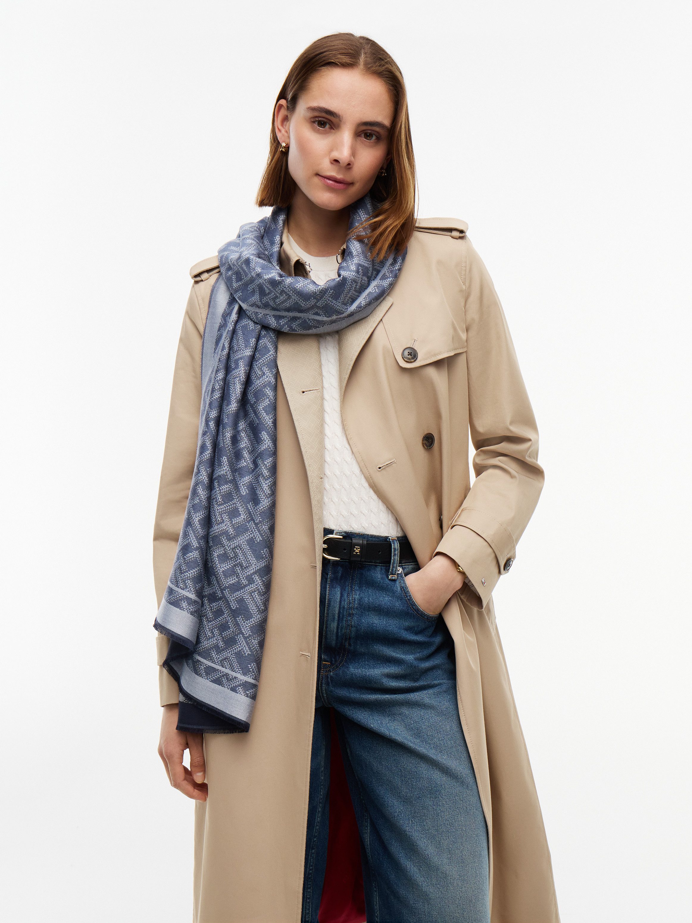Tommy Hilfiger Modetuch MONOGRAM JACQ SCARF, Regular fit mit Monogramprint