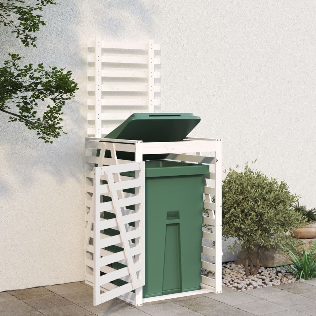 vidaXL Mülltonnenbox Mülltonnenbox Weiß 84x90x128,5 cm Massivholz Kiefer