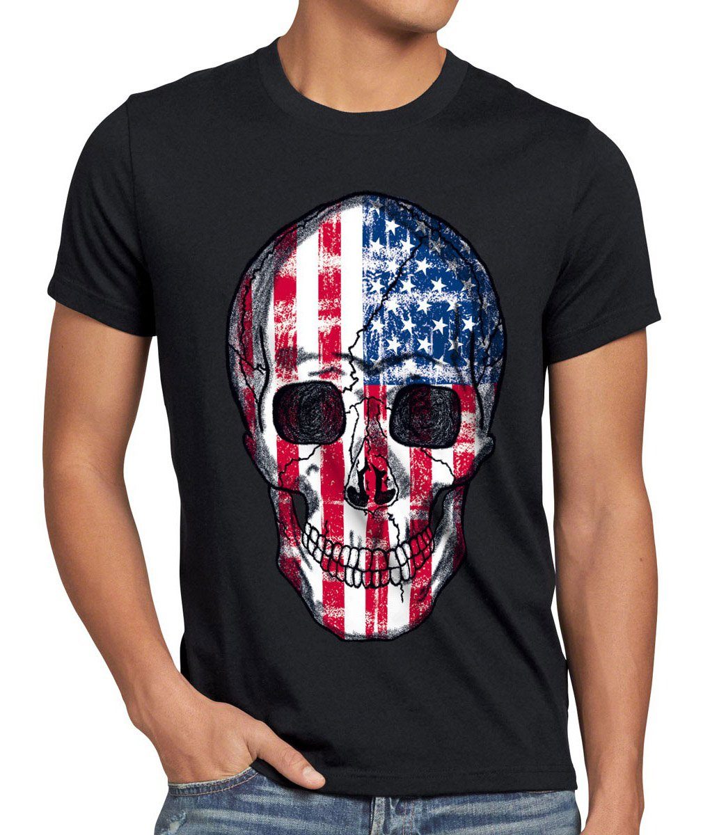 style3 T-Shirt USA Skull Totenkopf stars stripes flagge amerika knochen roc günstig online kaufen