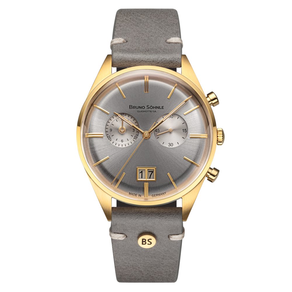 BRUNO SÖHNLE Luxusuhr 17-33233-241 Merano Chronograph, Bruno Söhnle, Chronograph, Herren, Vergoldet, Grau