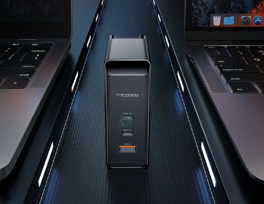 mcdodo 100W GaN 3 Port Fast Charger 2xTyp-C USB Anschlüsse Schnellladegerät Smartphone-Ladegerät