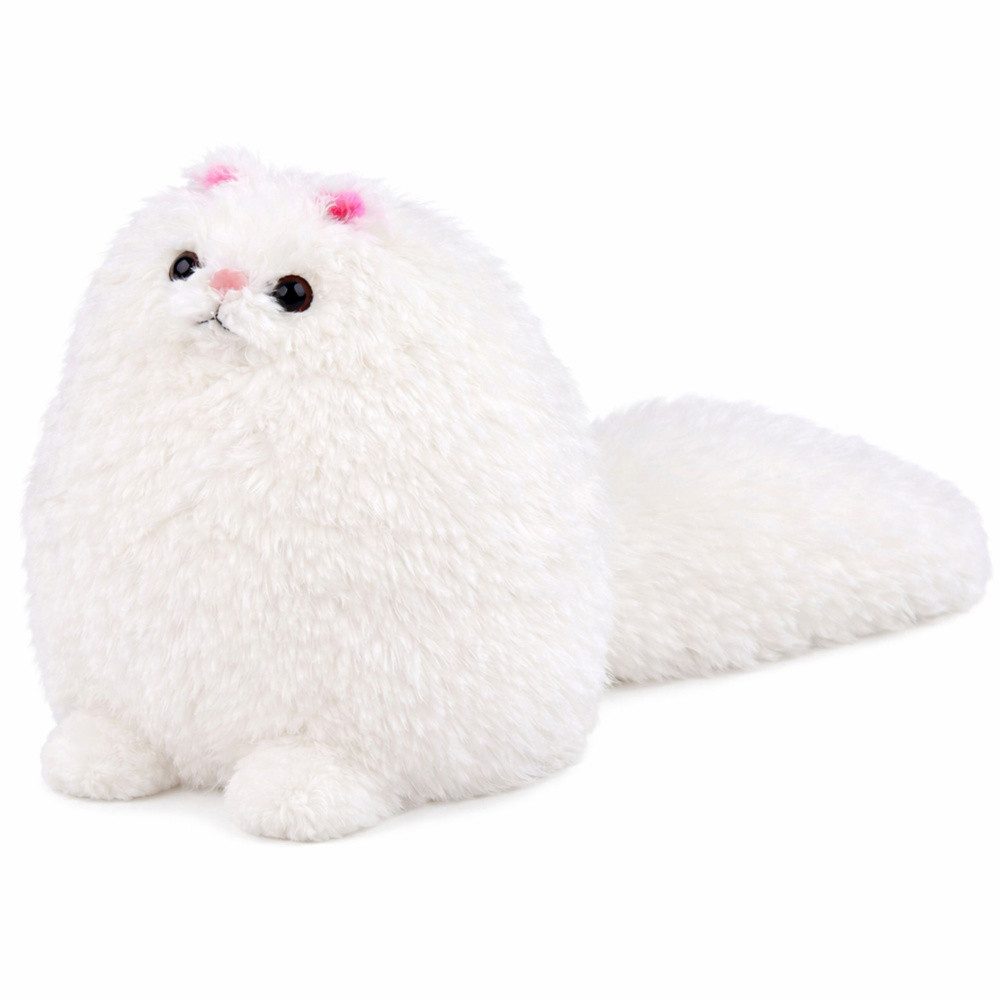 LEAN TOYS Kuscheltier Plüschkatze Schmusetier Kuschelkissen (Spar-Set, 1-St., 30 x 30 x 20 cm flauschig), flauschig, extra langer Schwanz, auch als Kissen