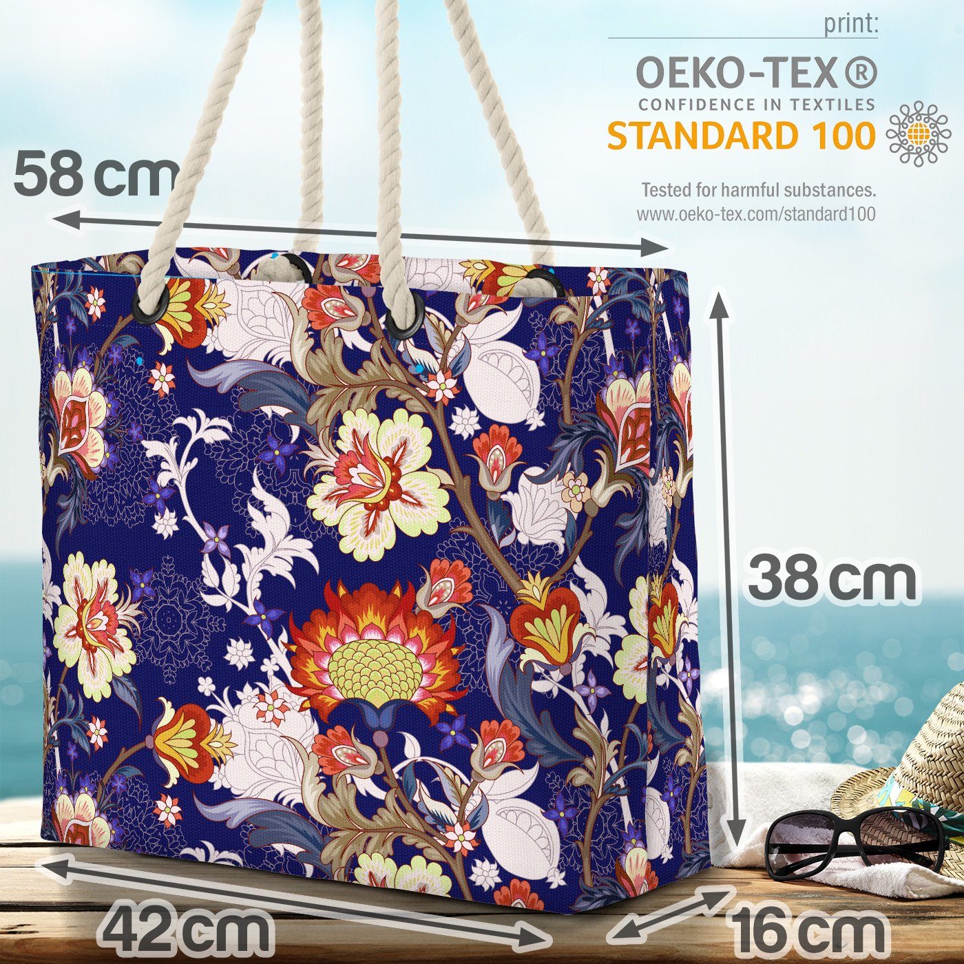 Exotische Bag Beach Blumen-Muster Wildblumen Paisley-Muster VOID Orient (1-tlg), orientalisch Strandtasche