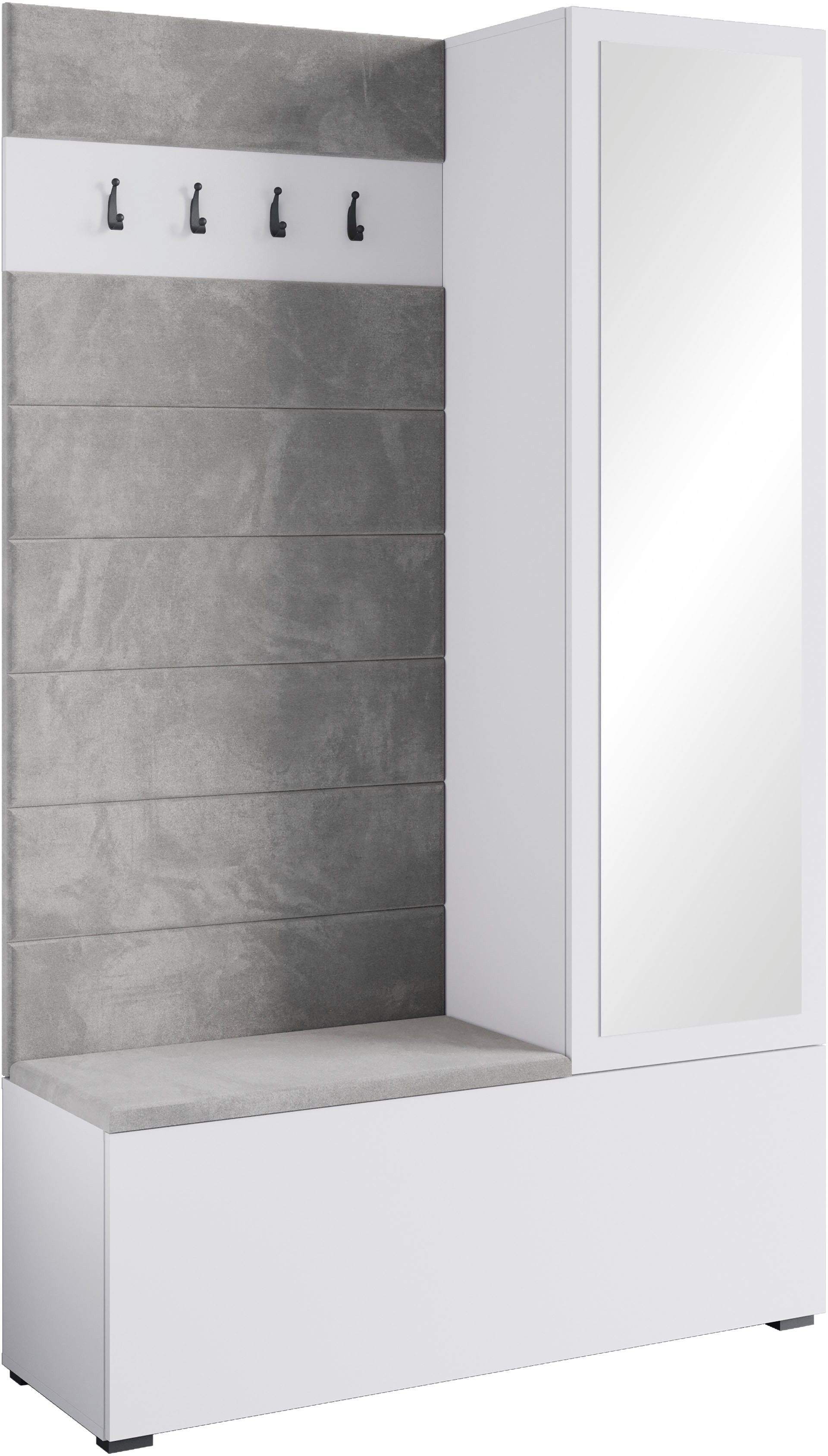 Home affaire Garderoben-Set TEJO II, (Komplett-Set, 1-St), Mit Spiegel, gepolsterte Sitzbank, Türanschlag links/rechts wechselbar