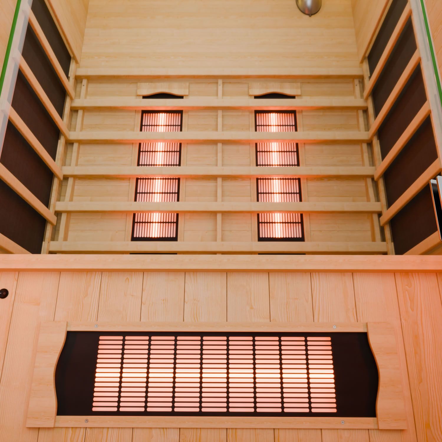 Artsauna Infrarotkabine Kiruna120 Dual Technologie, BxTxH: 120 x 105 x 190 cm, für 2 Personen, Hemlock-Holz, HiFi-System, Ionisator, LED-Farblicht – Bild 4 von 5