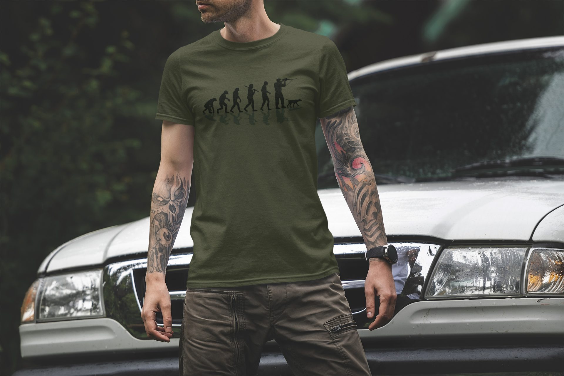 Baddery Print-Shirt Jäger T-Shirt: "Jäger Evolution" günstig online kaufen