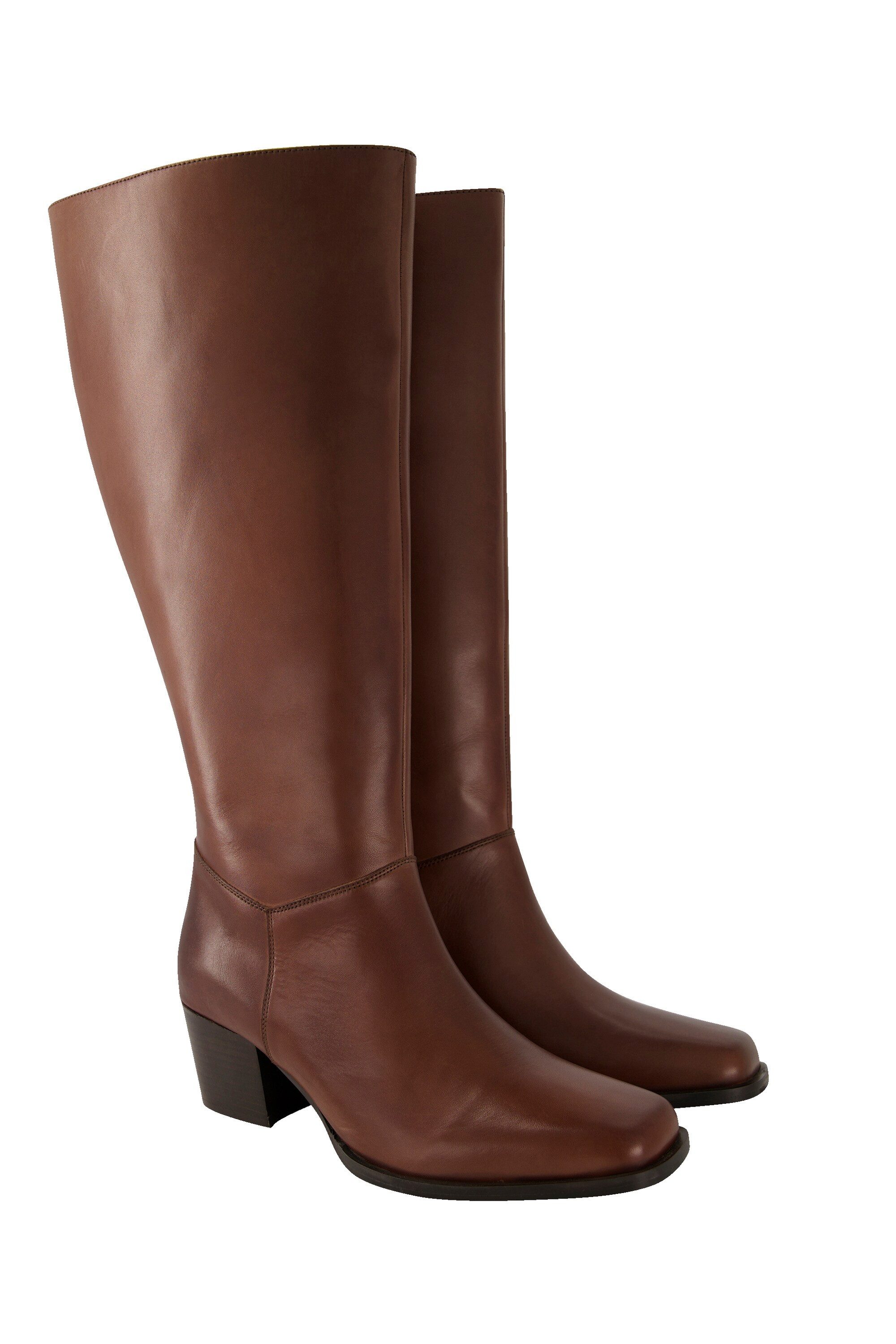 Ulla Popken Lederstiefel XL-Schaft Elastikeinsatz Weite H Stiefel günstig online kaufen