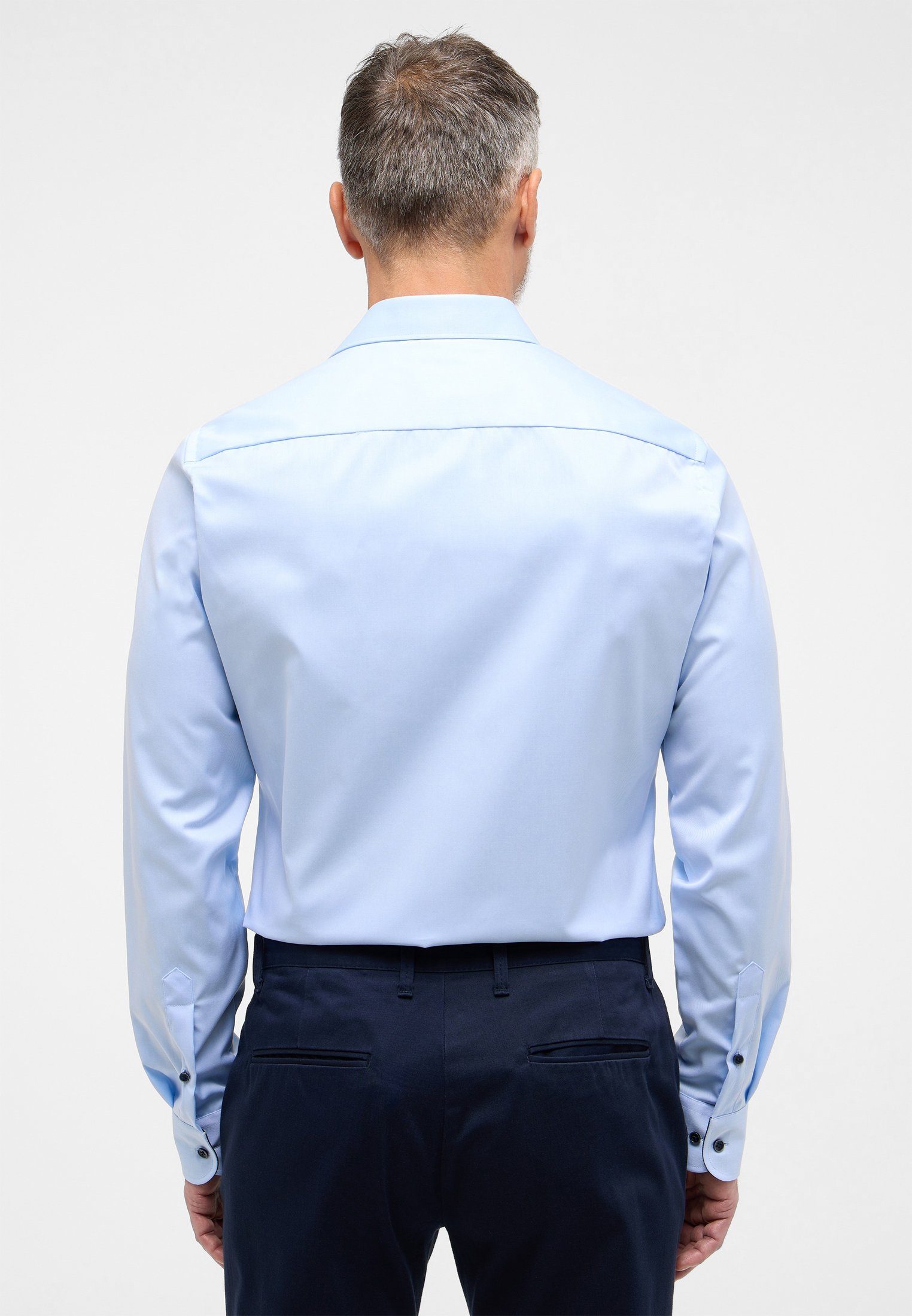 Langarmhemd Eterna hellblau SLIM FIT