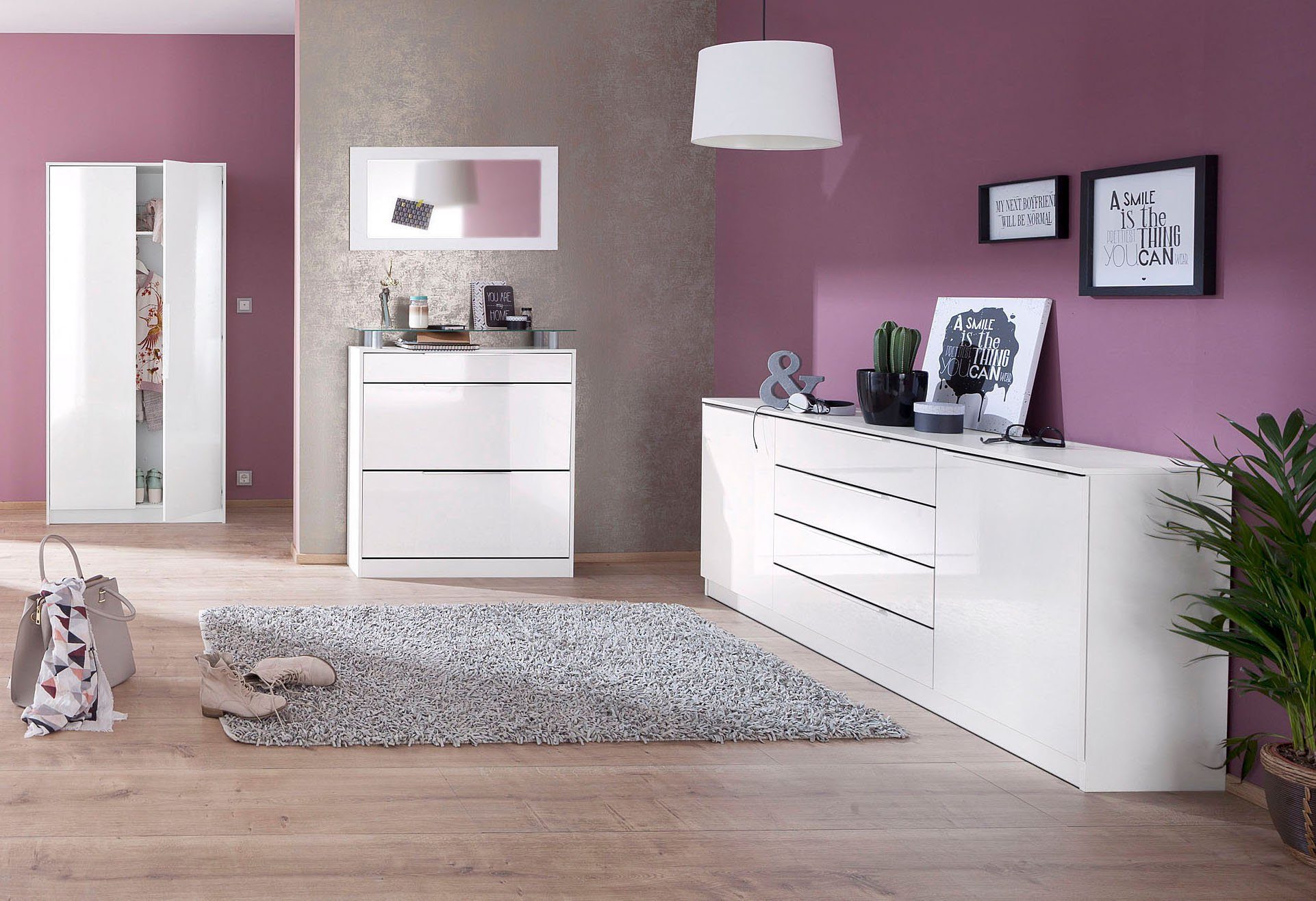borchardt Möbel Schuhschrank Oliva Breite 89 cm, stehend, mit 2 Doppeltrommeln und 1 Schubkasten