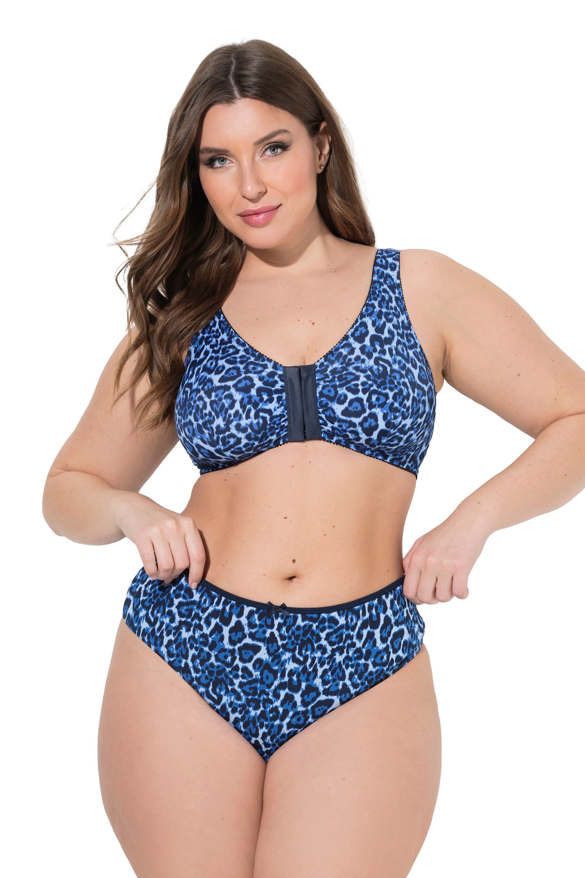 Ulla Popken Slip Strings 3er-Pack Leomuster/Blautöne