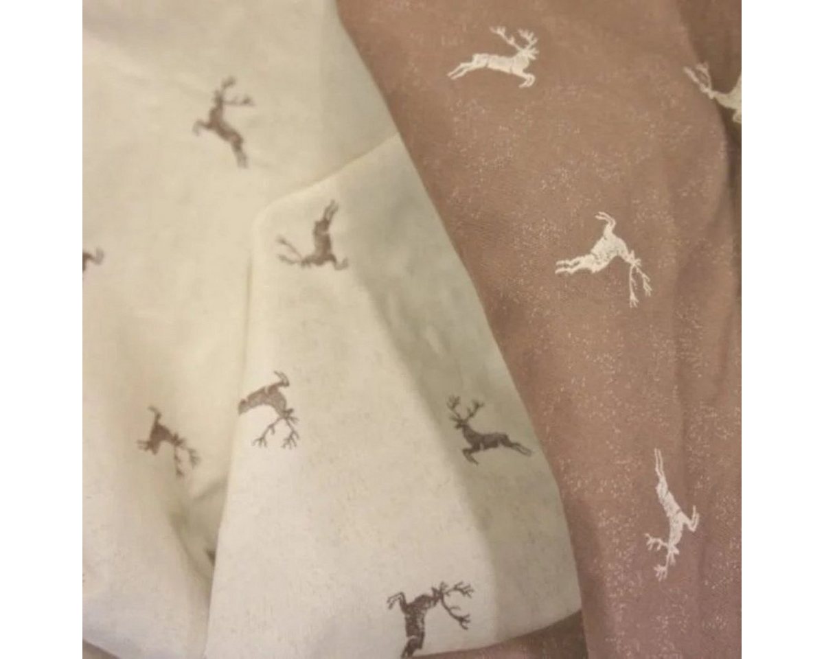 Thumbnail - Stofferia Stoff Dekostoff Jacquard Weihnachten Hirsch Taupe, Breite 140 cm, Meterware