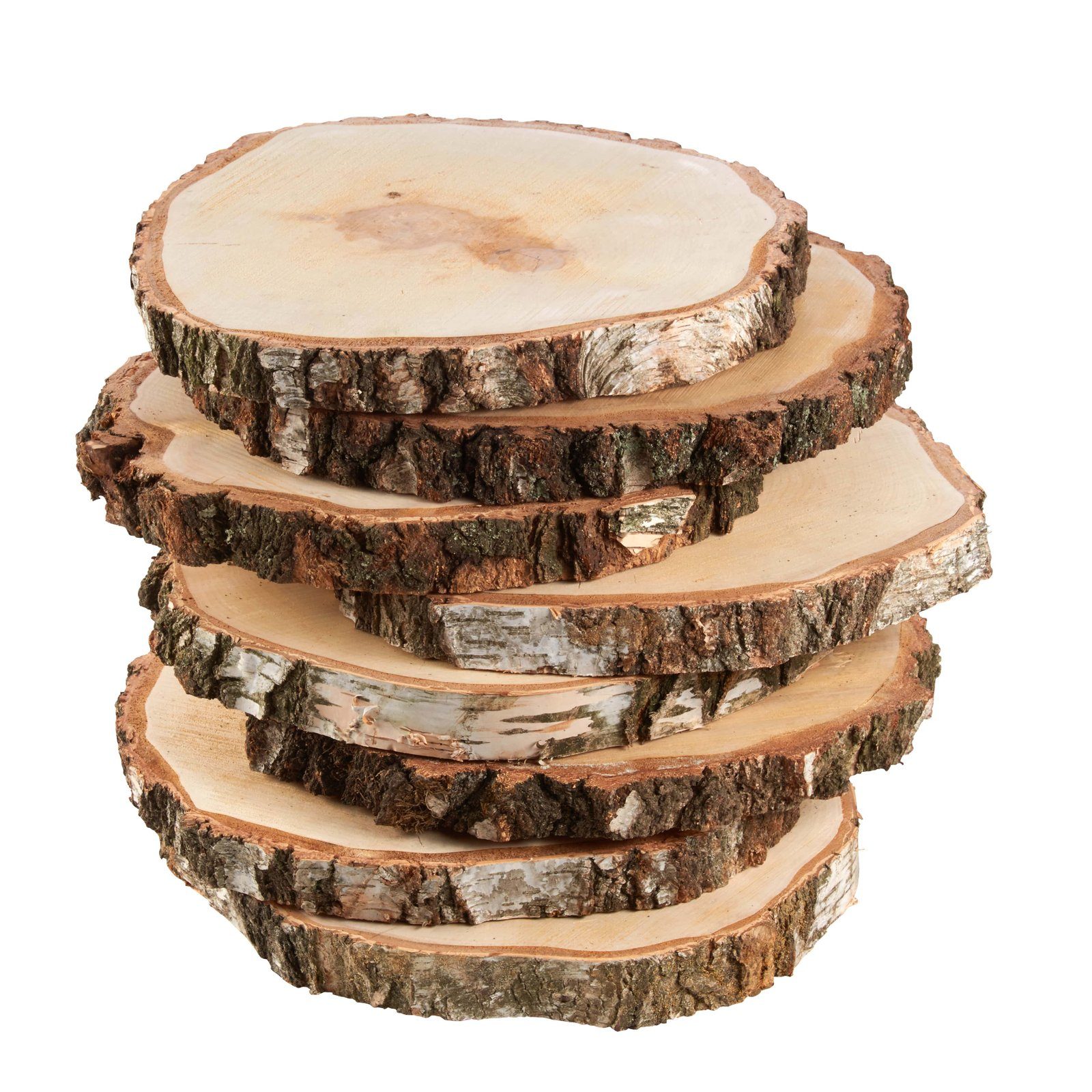 Thumbnail - matches21 HOME & HOBBY Bastelnaturmaterial Grosse Baumscheiben Birke Holz-Platten Holzscheiben in ca. 40 cm, (8-tlg), na...