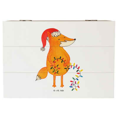 Mr. & Mrs. Panda Dekokiste 22 x 15 cm Fuchs Weihnachten - Weiß - Geschenk, Heiligabend, Aufbewah (1 St), Einschlagscharniere