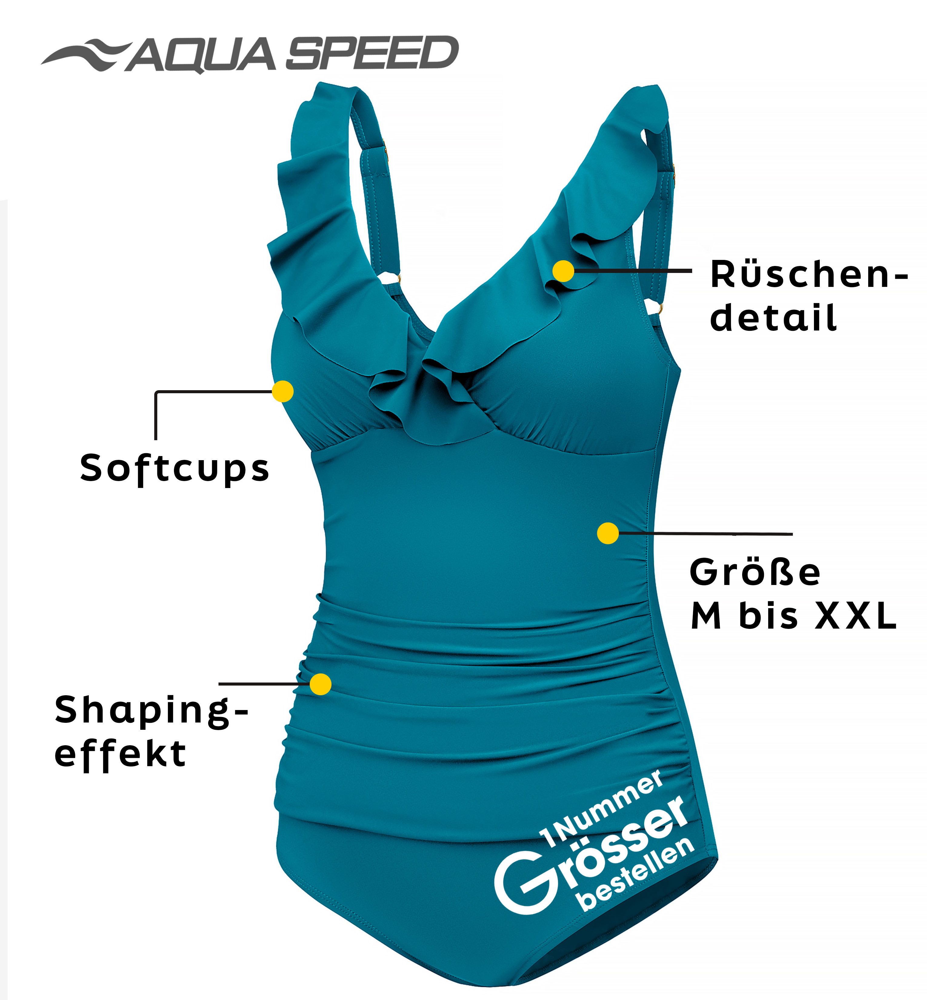 Aqua Speed Badeanzug Figur schmeichelnder Lydia Badeanzug mit kl. Handtuch (elegante Farben und jugendliches Design) – Bild 2 von 5