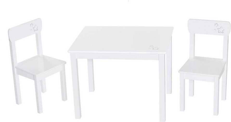 roba® Kindersitzgruppe Little Stars, weiß, (3-tlg), B/T/H Stuhl: ca.  29/29/58 cm, Sitzhöhe: ca. 31 cm