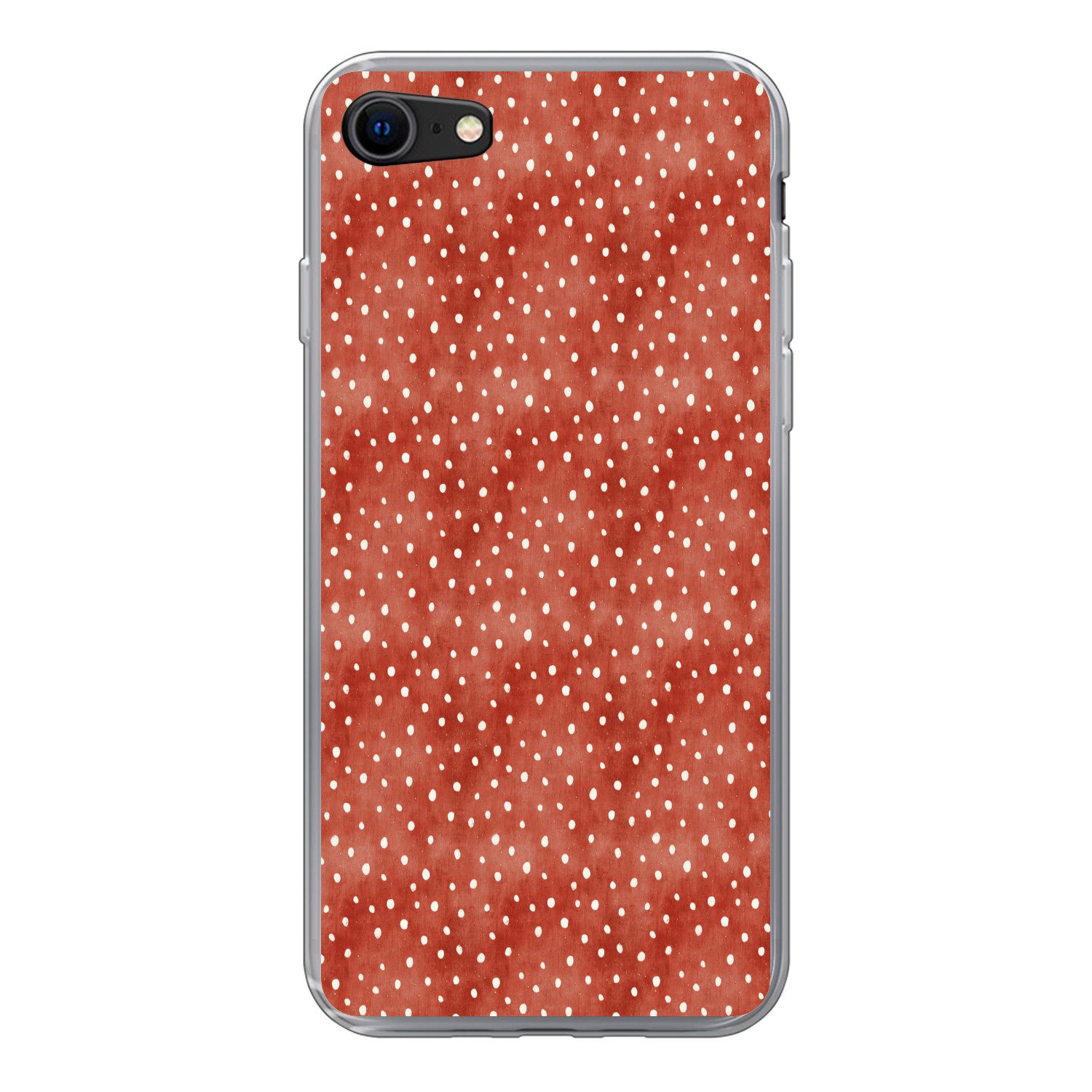 MuchoWow Handyhülle für Apple iPhone 7 Muster - Punkte - Rot - Weiß, Smartphone-Bumper, Print, Handy Schutzhülle Dünn