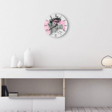 DEQORI Wanduhr 'Hippe Jünglingsskulptur' (Glas Glasuhr modern Wand Uhr Design Küchenuhr)