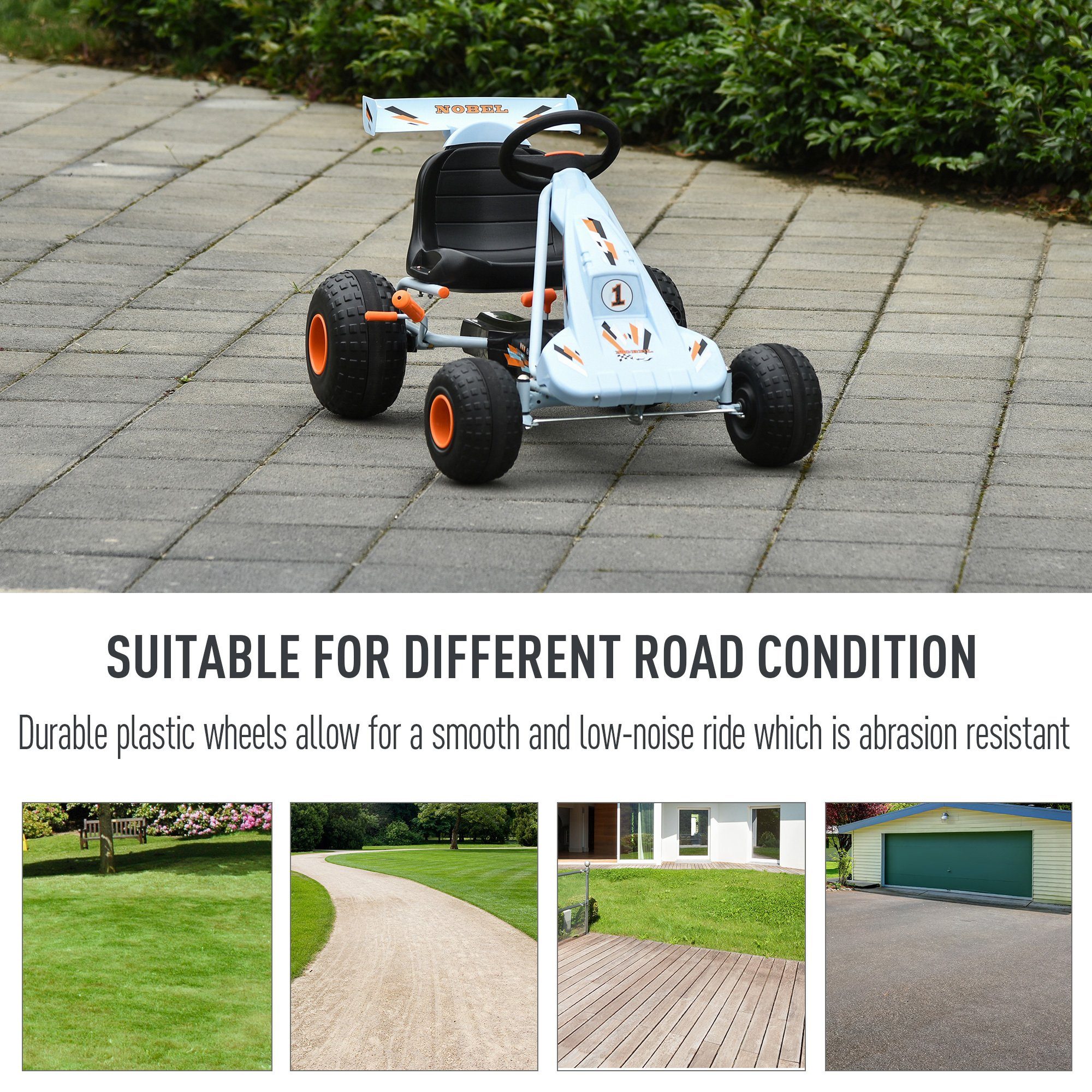 HOMCOM Go-Kart Kids Go-Kart with Handbrake