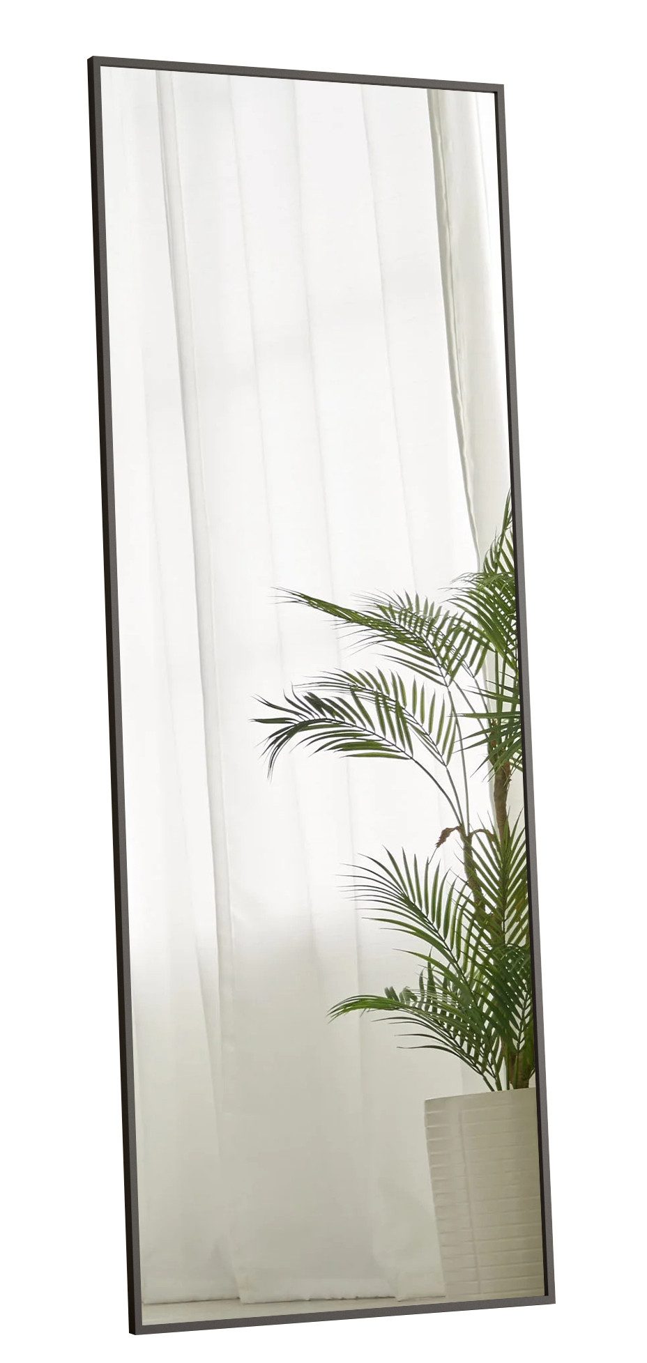 Hopibath Wandspiegel Flur Schwarz Ganzkörperspiegel Wand schmal Aluminiumrahmen 140x40cm (Bodenspiegel, Rechteckig), für Schlafzimmer Wohnzimmer Garderobe