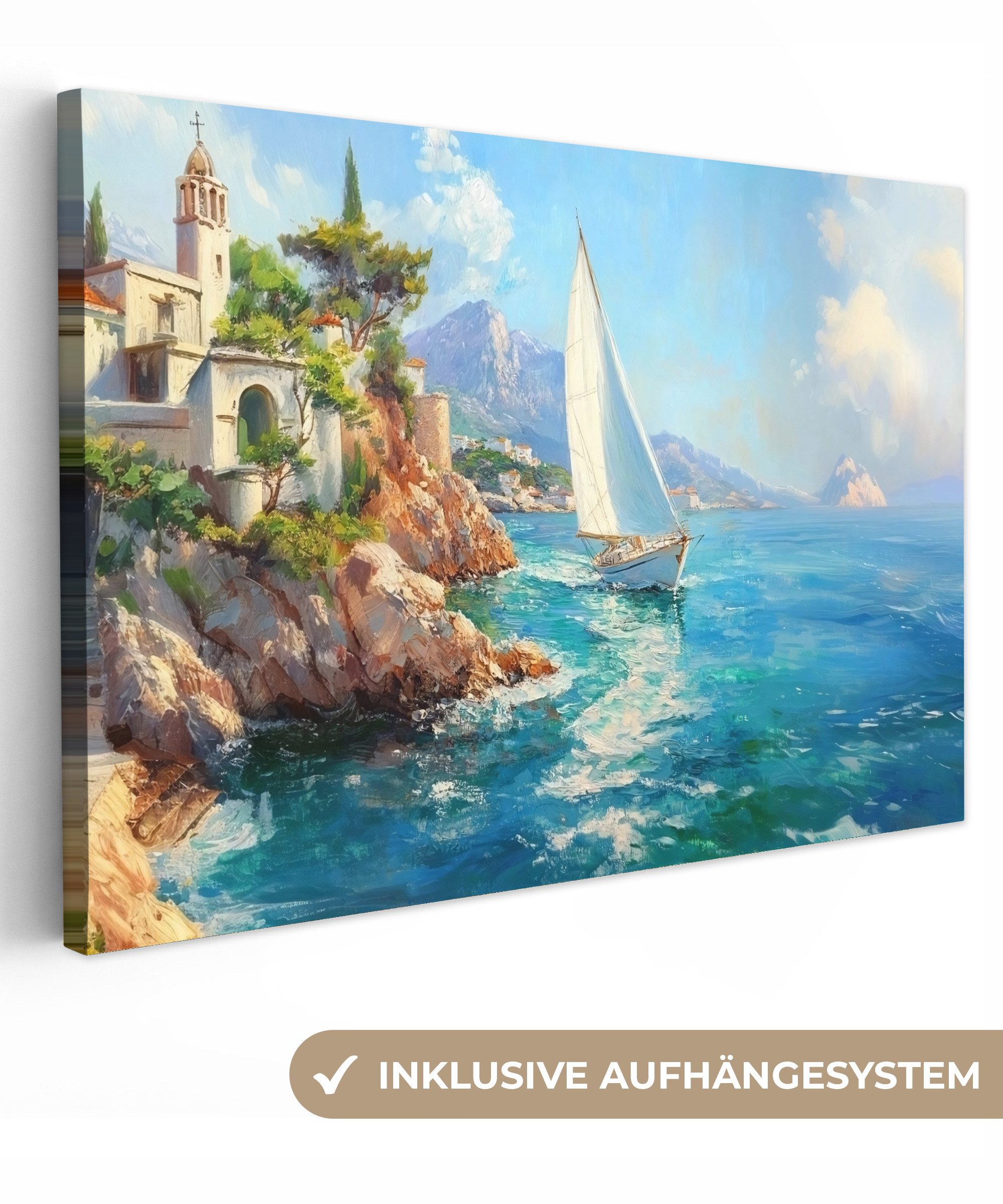 OneMillionCanvasses® Leinwandbild Segelboot - Felsen - günstig online kaufen