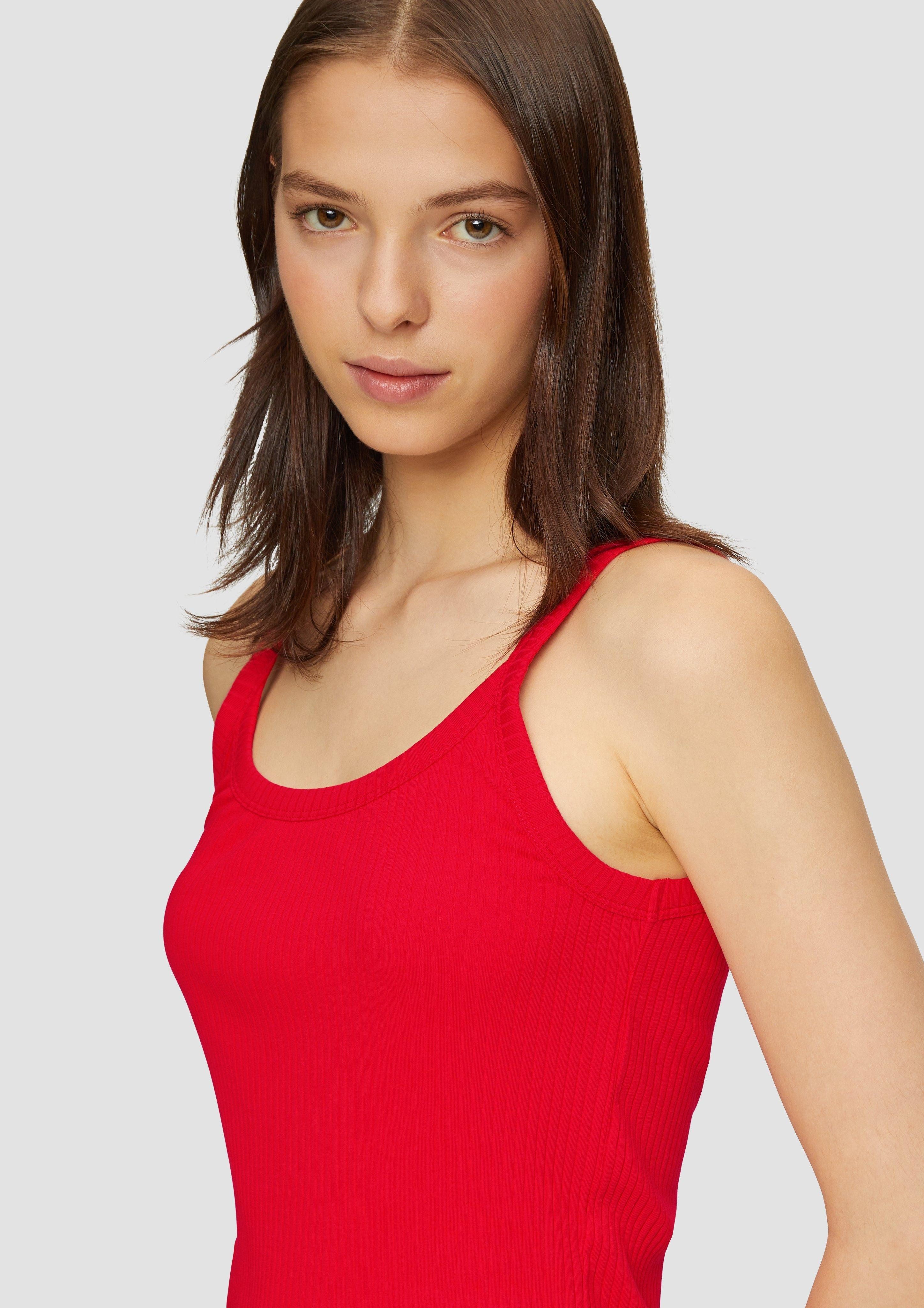 QS Shirttop Verkürztes Slim-Fit-Top mit Rippstruktur günstig online kaufen