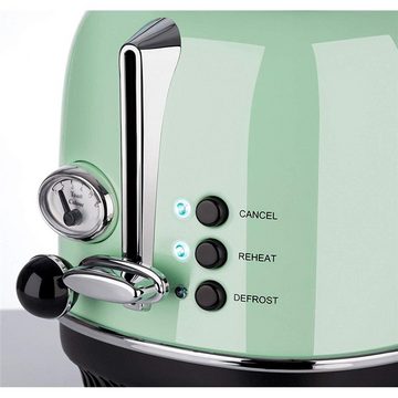 KORONA Toaster 2 Scheiben Retro Toaster, Vintage Style, Design, analoge Röstgrad-Anzeige, Brötchen-Aufsatz