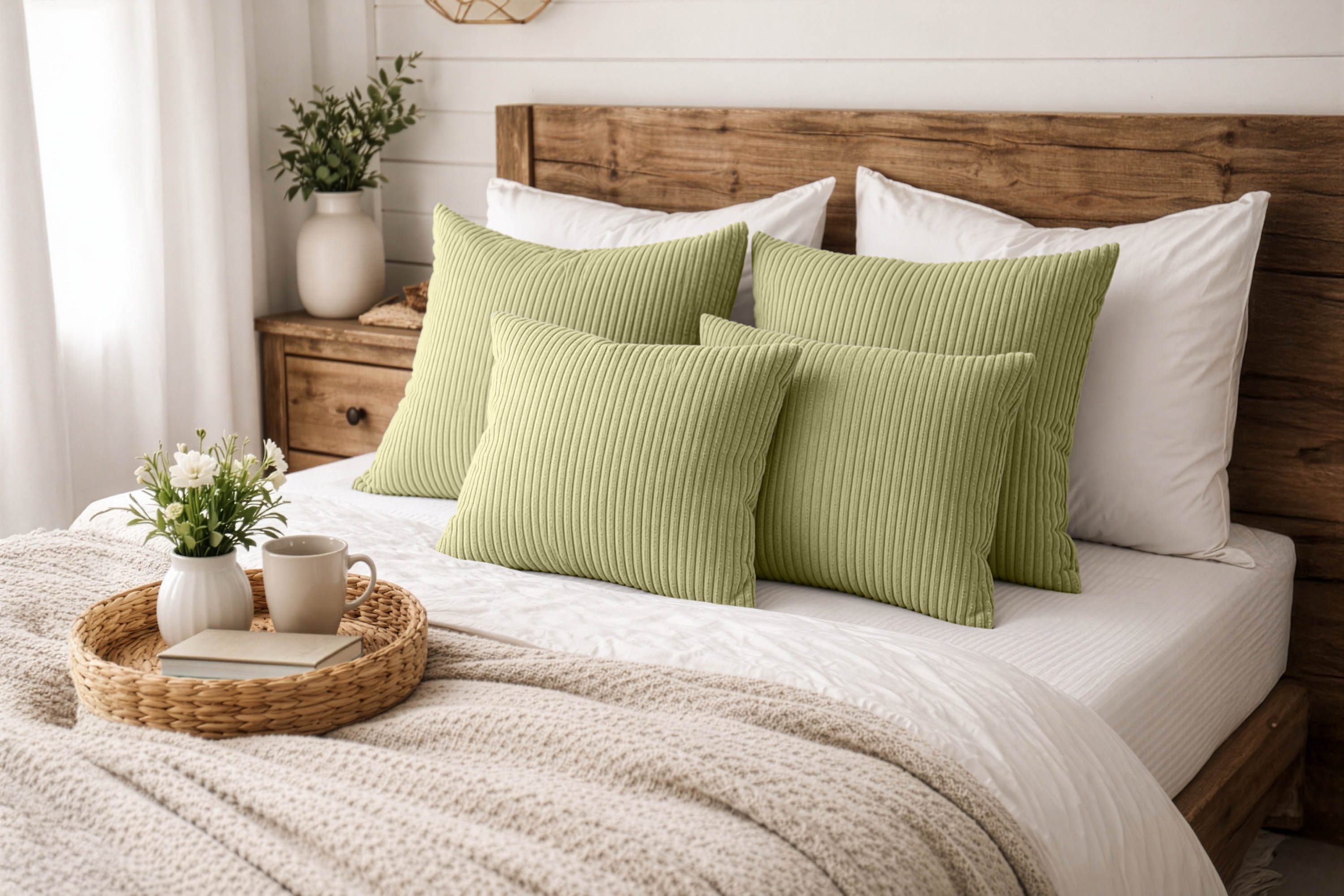 Amilian Dekokissen 4er Set mit Füllung - Sofakissen Set - 2x 45x45 cm + 2x 35x45 cm, (4 Stück) Zierkissen - Kuschelkissen - Couchkissen mit Kissenfüllung