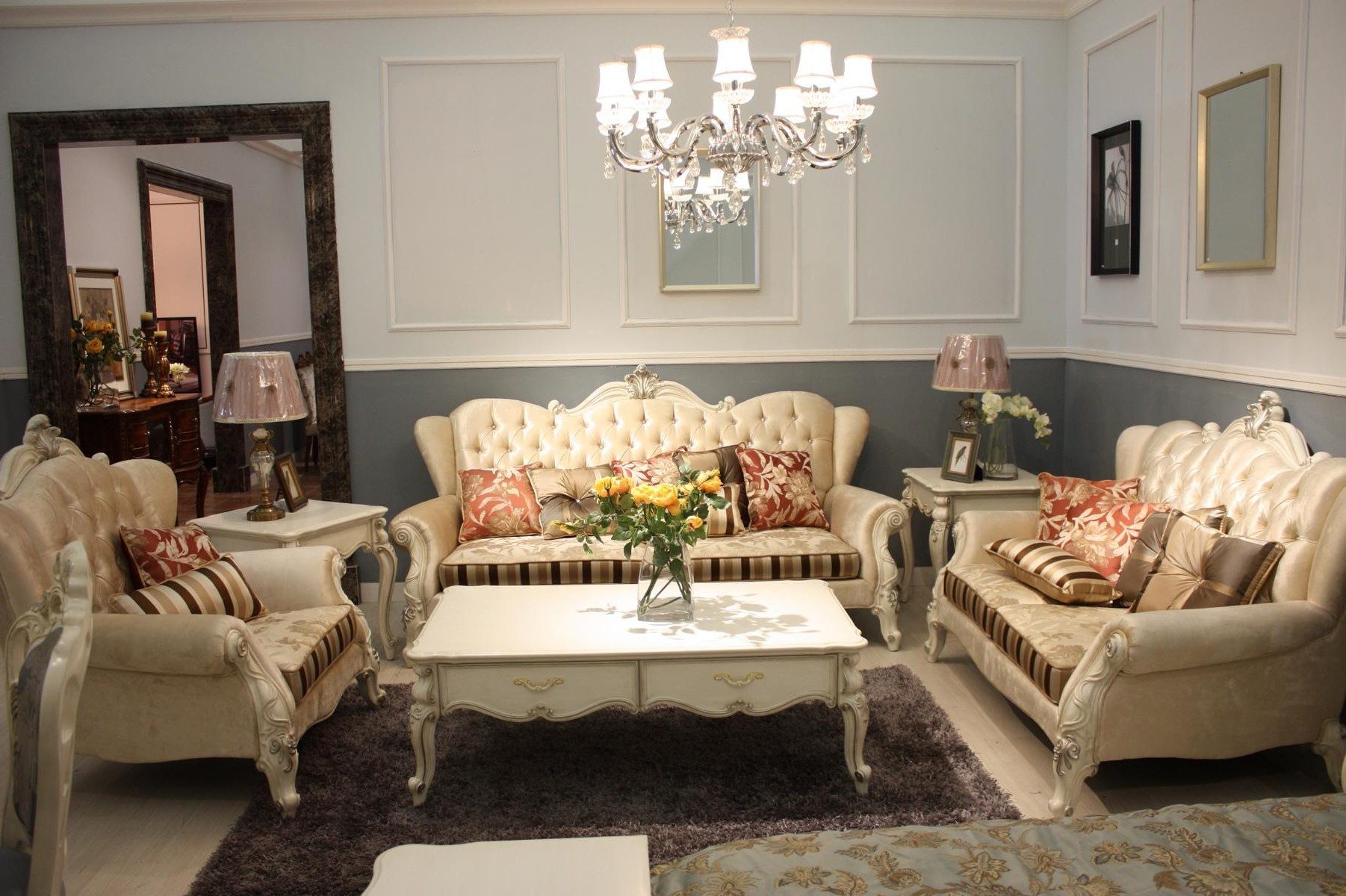 Xlmoebel Polstergarnitur Klassische Chesterfield 4tlg. Sofagarnitur Couch Set, (3-tlg), Made in Europa