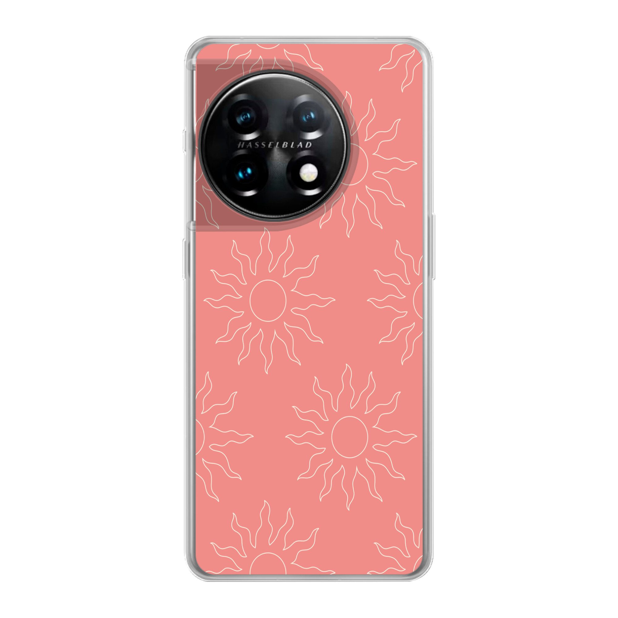 MuchoWow Handyhülle für OnePlus 11 Sonne - Druck - Rosa - Weiß - Sommer, Handy Case, Silikon, Bumper Case Dünn
