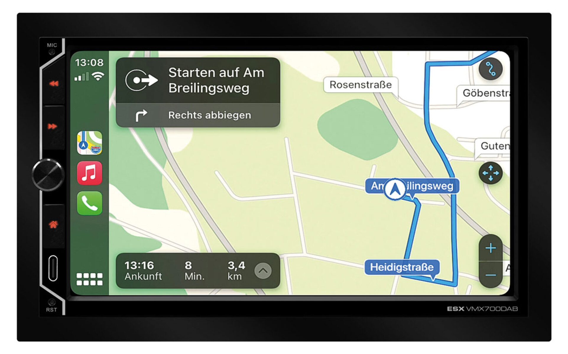 ESX VISION VMX700DAB Universal 2-DIN Media Moniceiver 17,8cm 7" Touchsreen Autoradio (Freisprecheinrichtung) – Bild 4 von 5