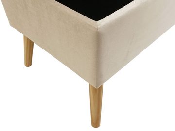 Zedelmaier Sitztruhe Sitztruhe Sitzhocker Fußhocker mit Stauraum LeinenDeckel und Holzfüßen (ZD8040), 43L /Max. Tragfähigkeit 300kg 76 x 39,5 x 40 cm Beige