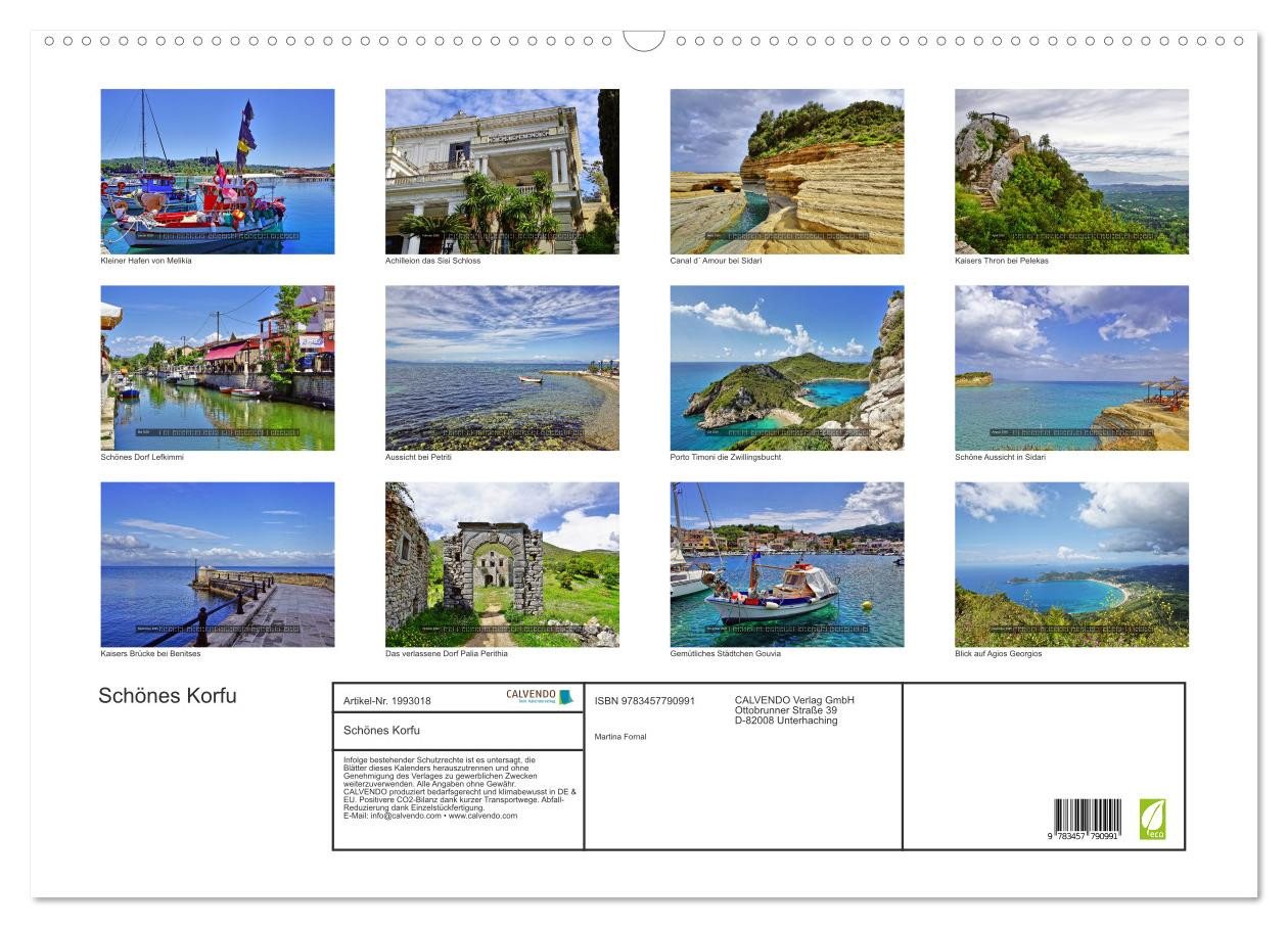 Thumbnail - CALVENDO Wandkalender Schönes Korfu (Wandkalender 2026 DIN A2 quer), CALVENDO Monatskalender