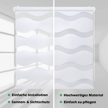 Doppelrollo Doppelrollo "Wave" Duo-Rollo Klemm-Fix mit Klemmträger, Fenster-Rollo, DomDeco, Klemm- oder Schraubmontage