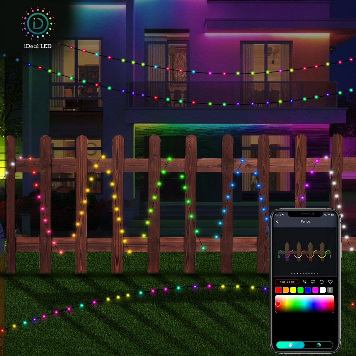 Rabalux LED-Lichterkette, LED-RGB-Lichterkette für den Außenbereich W-Fi