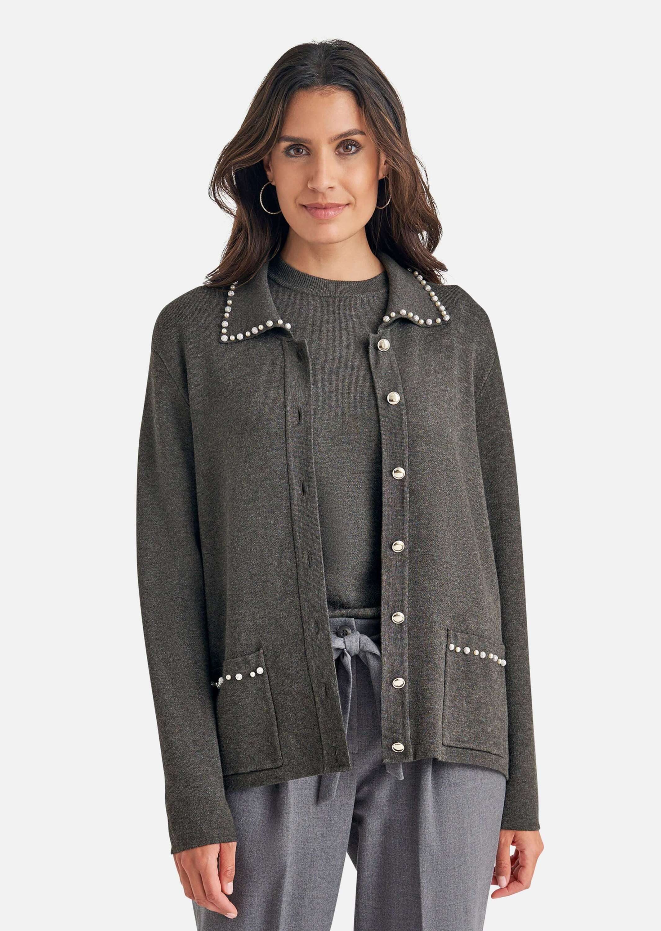 Strickjacke Strickjacke mit Zierperlen