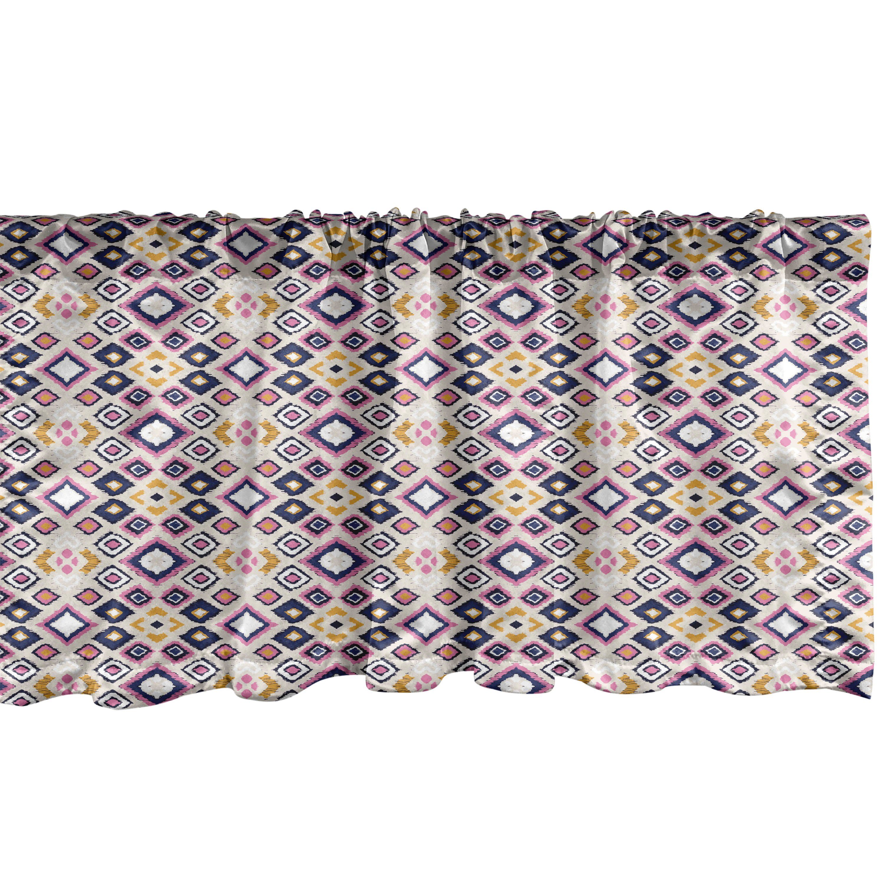 Scheibengardine Vorhang Volant für Küche Schlafzimmer Dekor mit Stangentasche, Abakuhaus, Microfaser, Aztekisch Ikat Inspiriert aufwändiger Entwurf