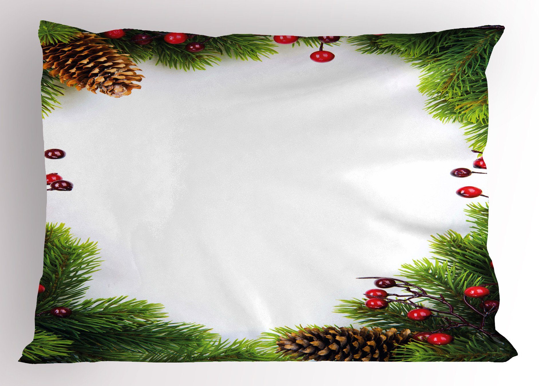 Kissenbezüge Dekorativer Standard King Size Gedruckter Kissenbezug, Abakuhaus (1 Stück), Weihnachten Weihnachten Rahmen Tannenzapfen