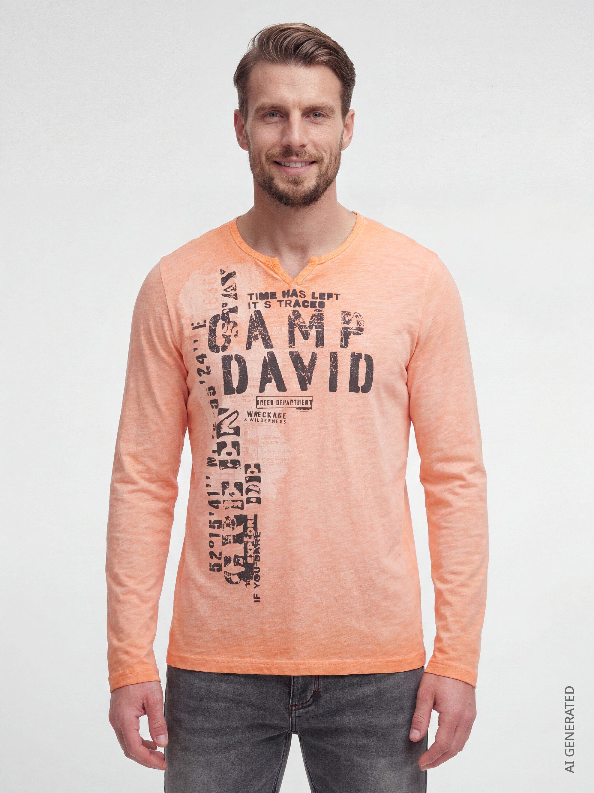 CAMP DAVID Rundhalsshirt aus Baumwolle