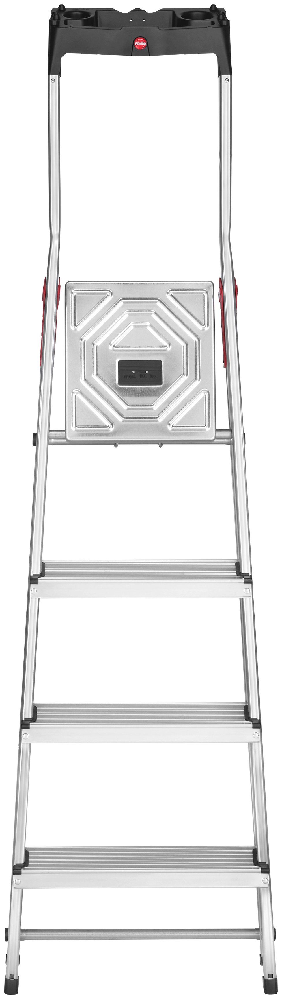 Hailo Stehleiter L60 StandardLine, Alu-Sicherheits-Stehleiter 4 Stufen