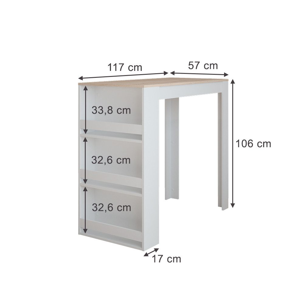 Vicco Bartisch Repose, Weiß/Sonoma, 57 x günstig online kaufen
