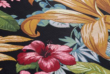 Teppich OASIS 235x160cm schwarz / pink / türkis / gold, riess-ambiente, rechteckig, Höhe: 8 mm, Wohnzimmer · Flachgewebe · florales Design · Blattmuster · Outdoor