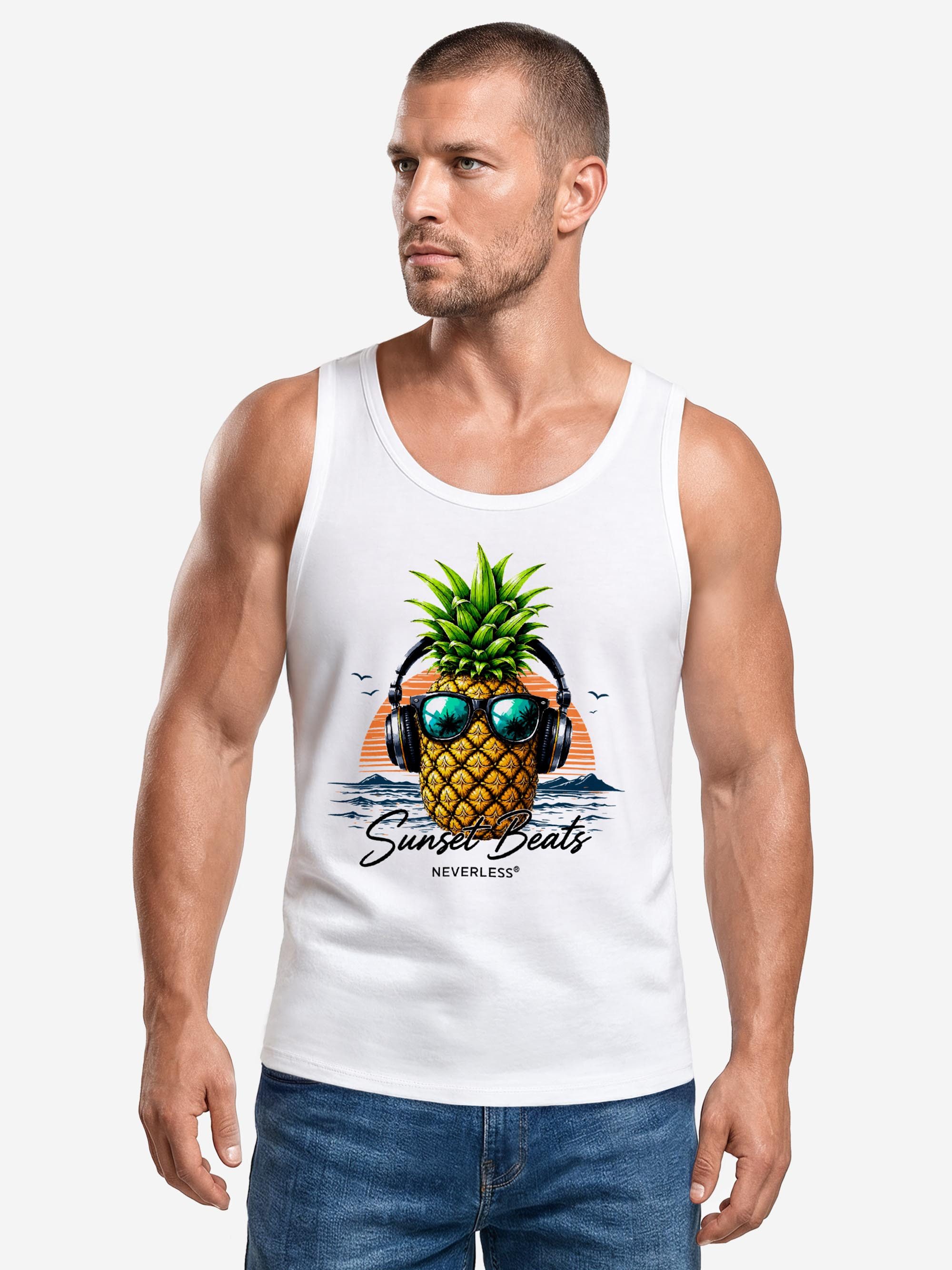 Neverless Tanktop Tanktop Herren mit Grafik-Print - Sunset Beats - Trägershirt mit Print – Bild 3 von 5