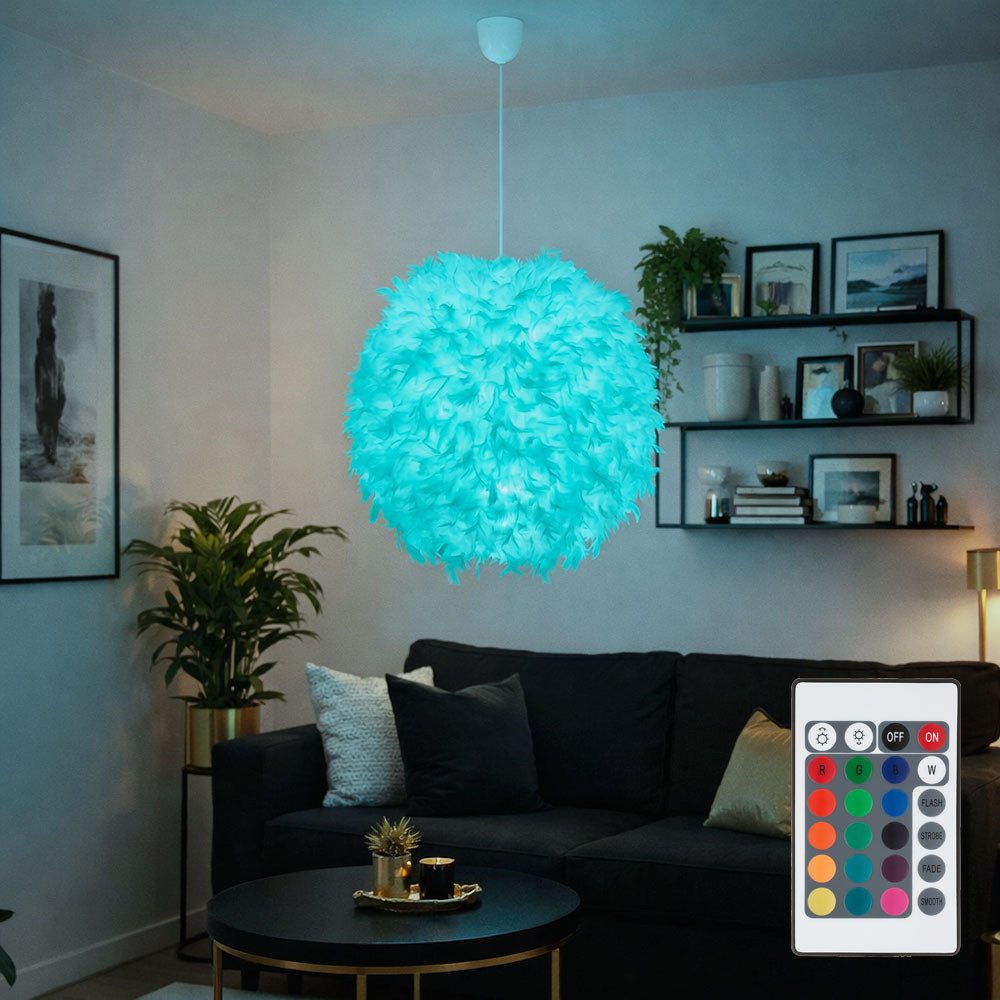 GLOBO LIGHTING LED-Hängeleuchte, Leuchtmittel inklusive, Warmweiß, Farbwechsel, Hängeleuchte Pendelleuchte Federn RGB LED Fernbedienung dimmbar